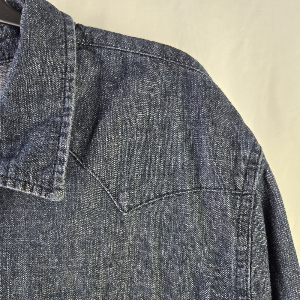 Levi's Western Dark Blue Denim Shirt Pearl Snap Mens XXL Bat Wing Rodeo Ranch - Picture 2 of 12